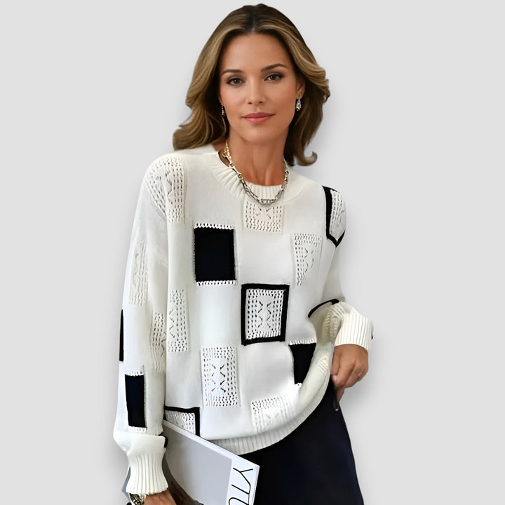Posy | Square Pattern Relaxed Knit Sweater