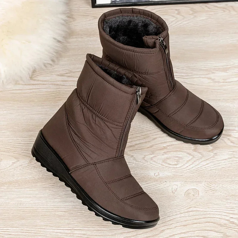 Aspen | Waterproof Quilted Mid-Calf Snow Boots with Buckle Strap