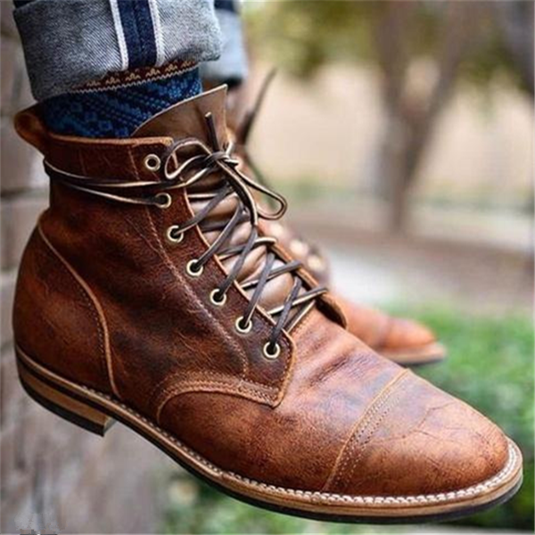 Edmund | Brown Cap-Toe Lace-Up Ankle Boots