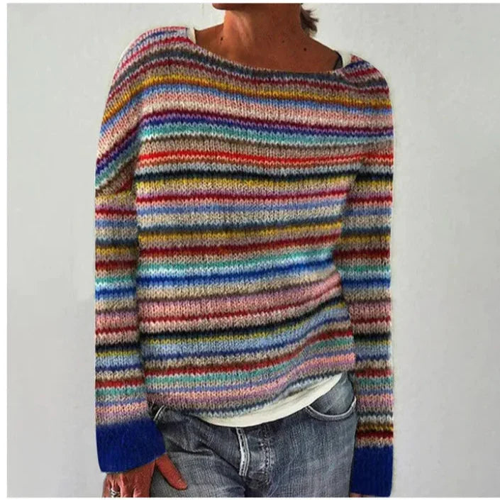 Hollie | Nordic Pattern Boat-Neck Knit Sweater