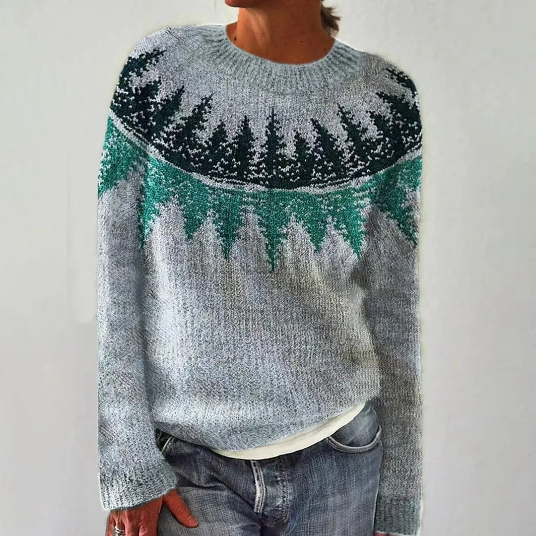 Hollie | Nordic Pattern Boat-Neck Knit Sweater
