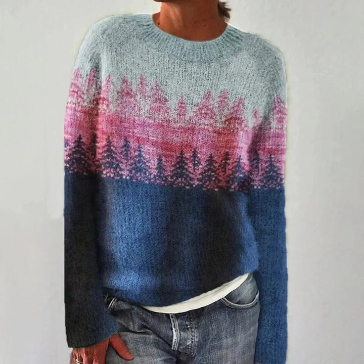 Hollie | Nordic Pattern Boat-Neck Knit Sweater