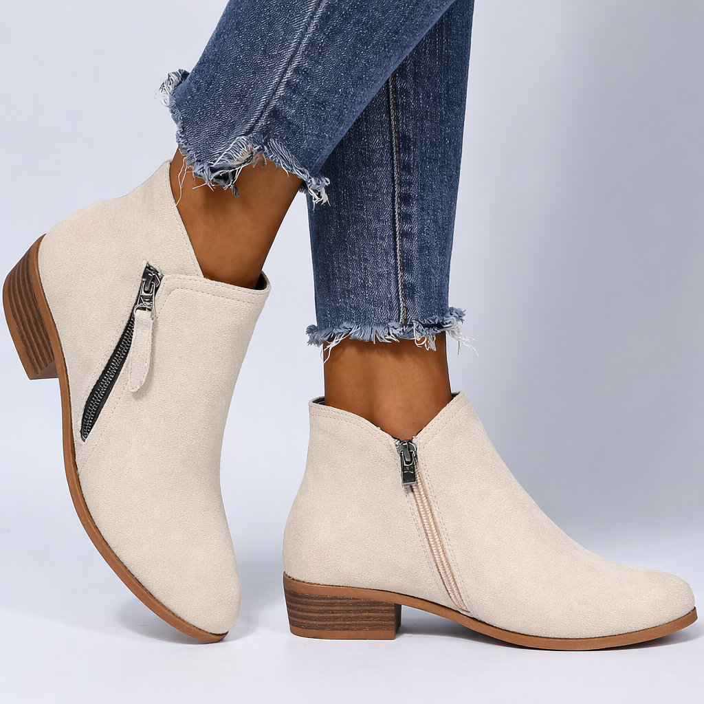 Aubrey | Low-Heel Zip-Up Ankle Boots