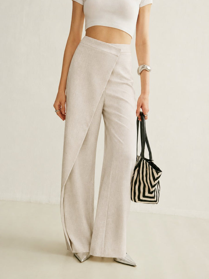 Leighton | High-Waisted Asymmetric Wrap Wide-Leg Pants