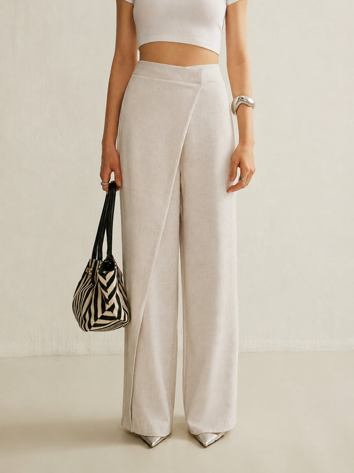 Leighton | High-Waisted Asymmetric Wrap Wide-Leg Pants