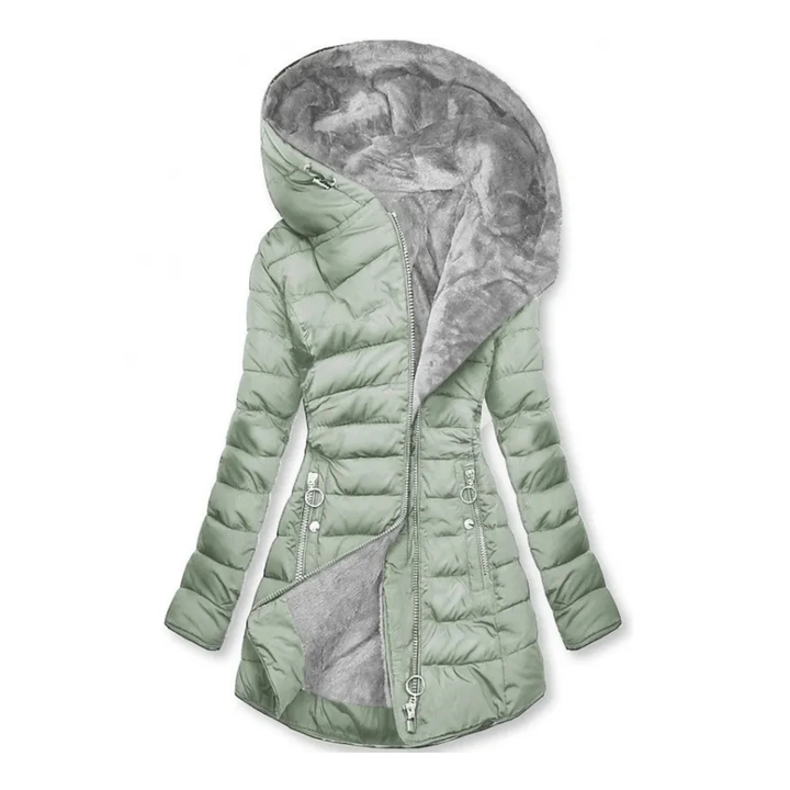 Jocelyn | Slim-Fit Mid-Length Hooded Puffer Jacket with Faux Fur Hood