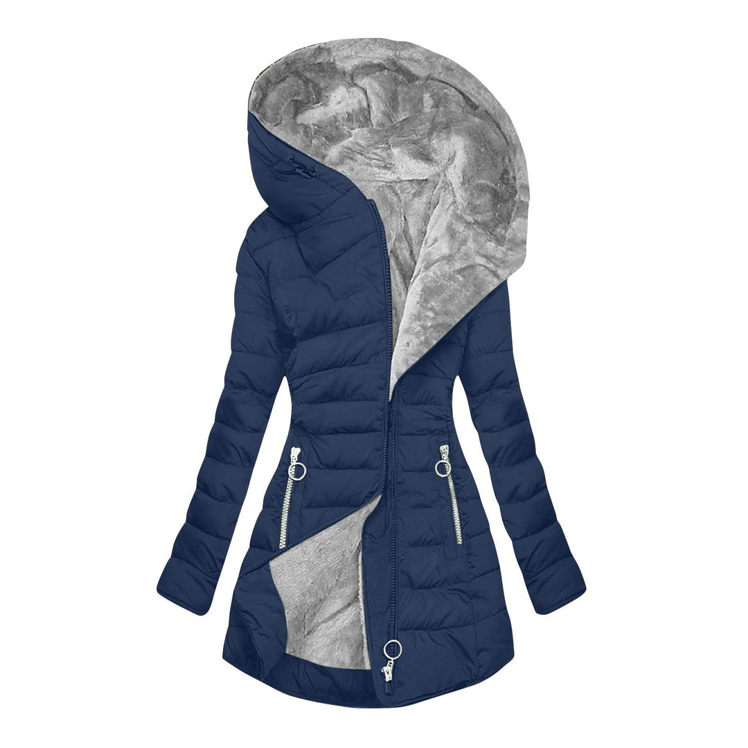 Jocelyn | Slim-Fit Mid-Length Hooded Puffer Jacket with Faux Fur Hood