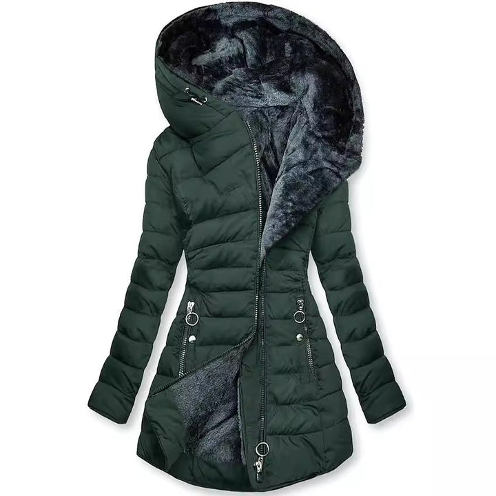 Jocelyn | Slim-Fit Mid-Length Hooded Puffer Jacket with Faux Fur Hood