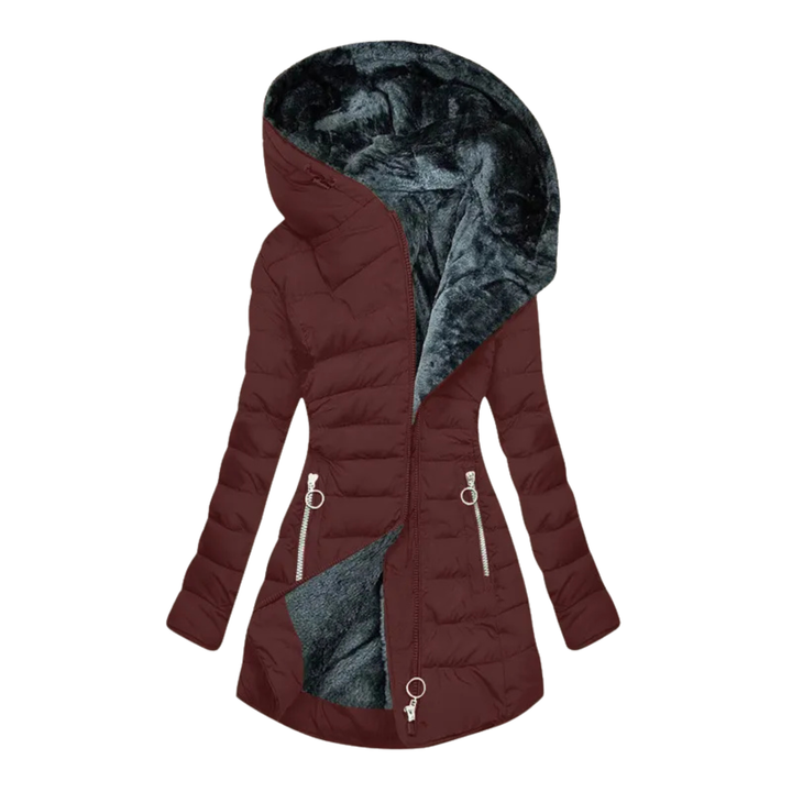 Jocelyn | Slim-Fit Mid-Length Hooded Puffer Jacket with Faux Fur Hood