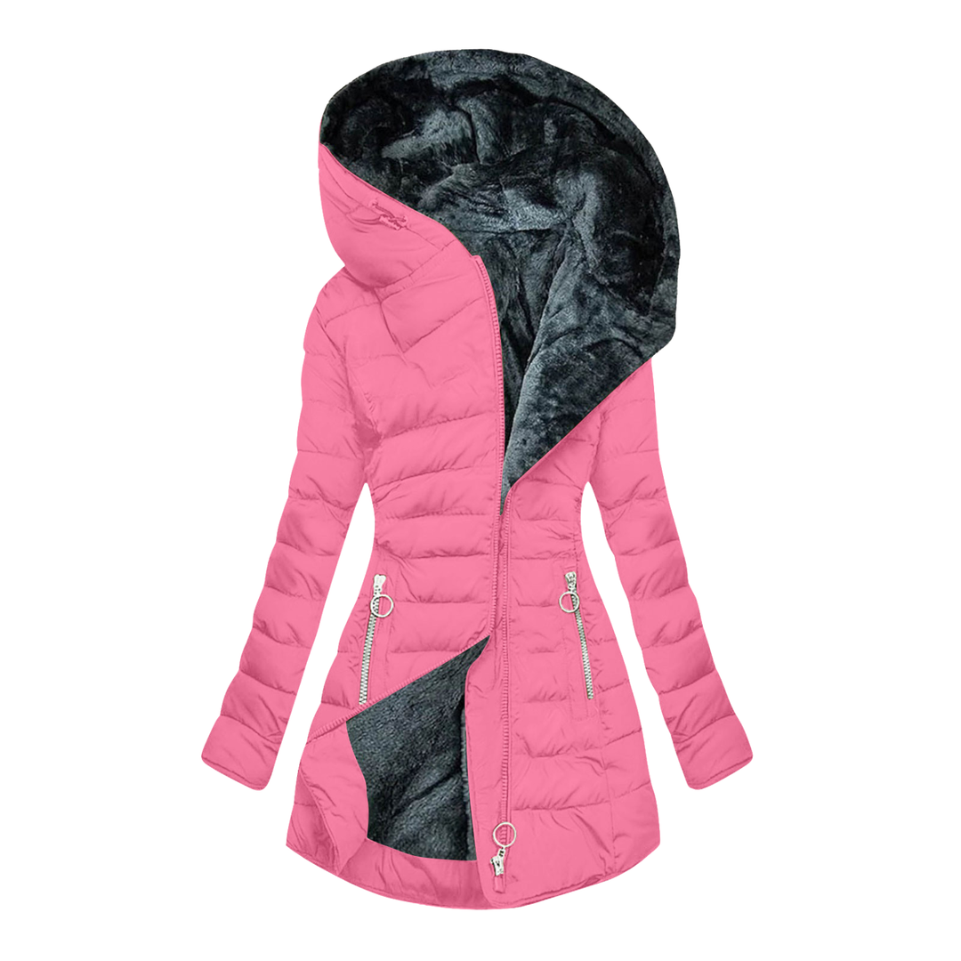 Jocelyn | Slim-Fit Mid-Length Hooded Puffer Jacket with Faux Fur Hood