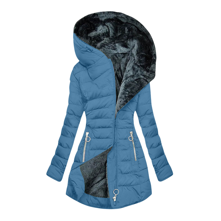 Jocelyn | Slim-Fit Mid-Length Hooded Puffer Jacket with Faux Fur Hood