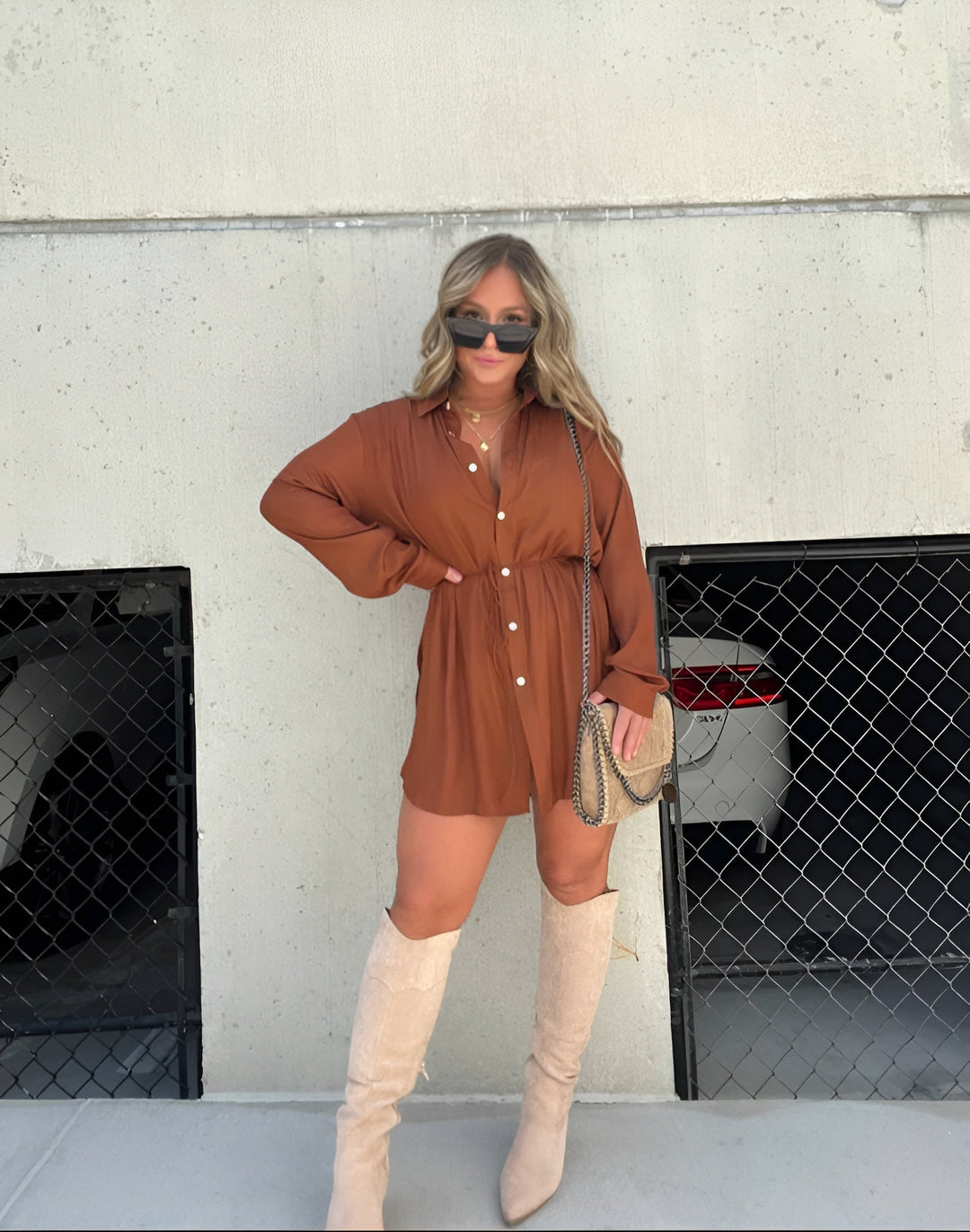 Dulcie | Long-Sleeve Button-Front Shirt Dress