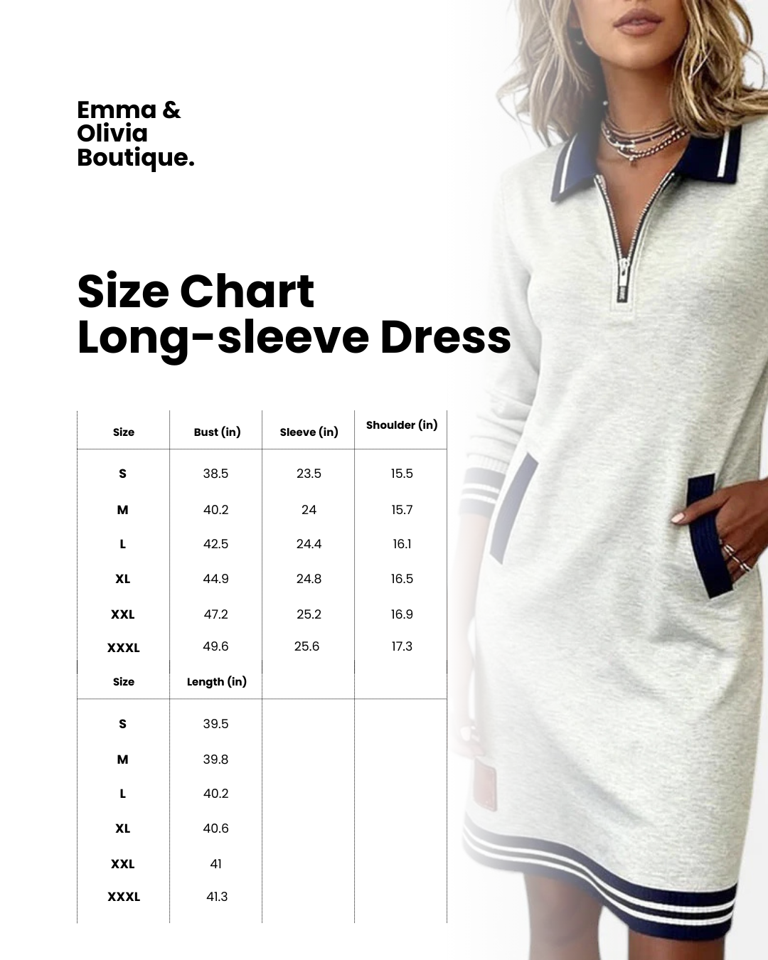 Ember | Zip-Front Collared Long-Sleeve Midi Dress