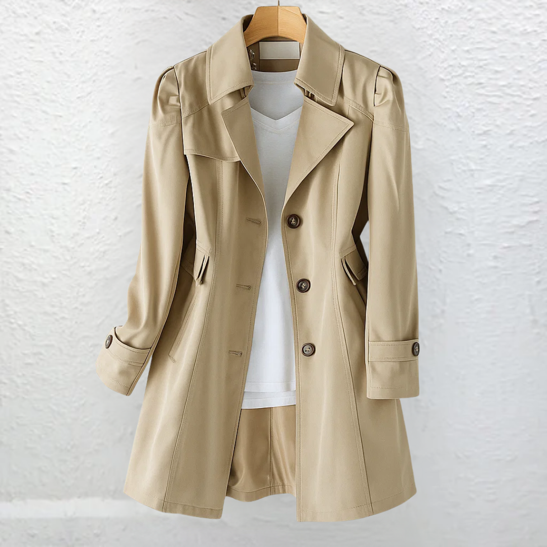 Daisy | Belted Trench Coat with Flared Hem and Button Cuffs