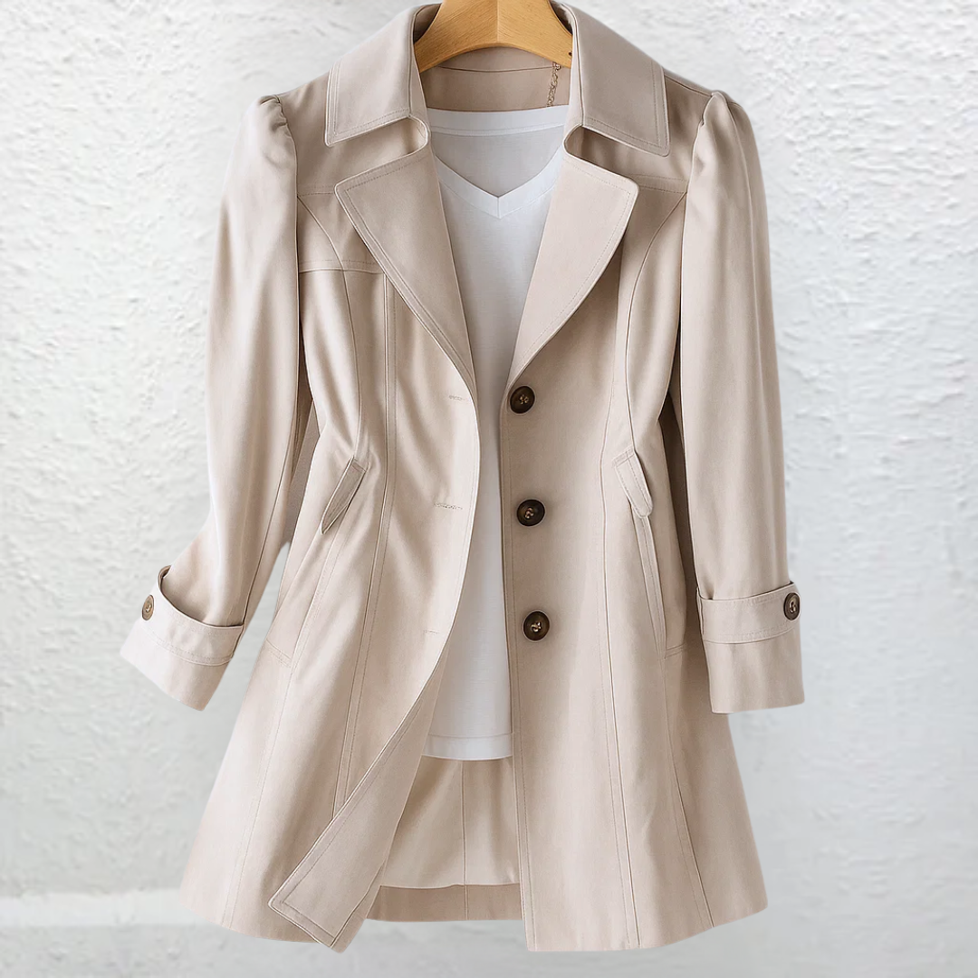 Daisy | Belted Trench Coat with Flared Hem and Button Cuffs