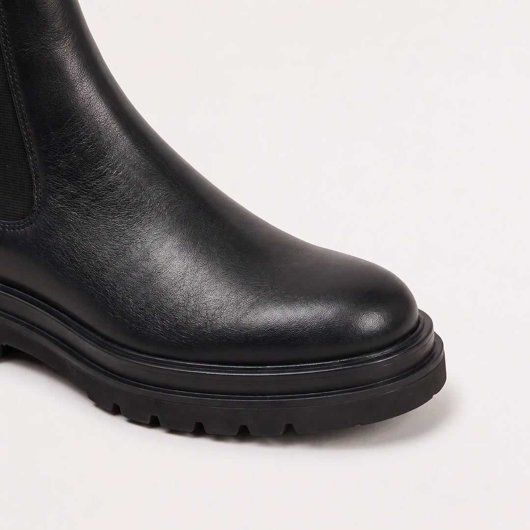 Lainey | Black Chunky Lug Sole Chelsea Ankle Boots