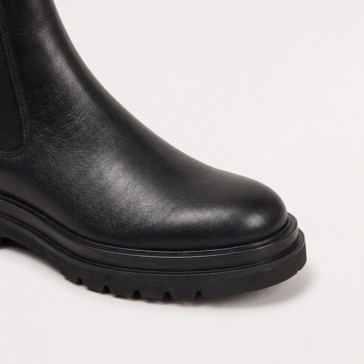 Lainey | Black Chunky Lug Sole Chelsea Ankle Boots