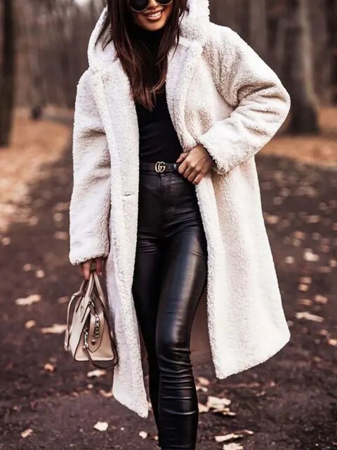 Ines | Oversized Knee-Length Teddy Coat