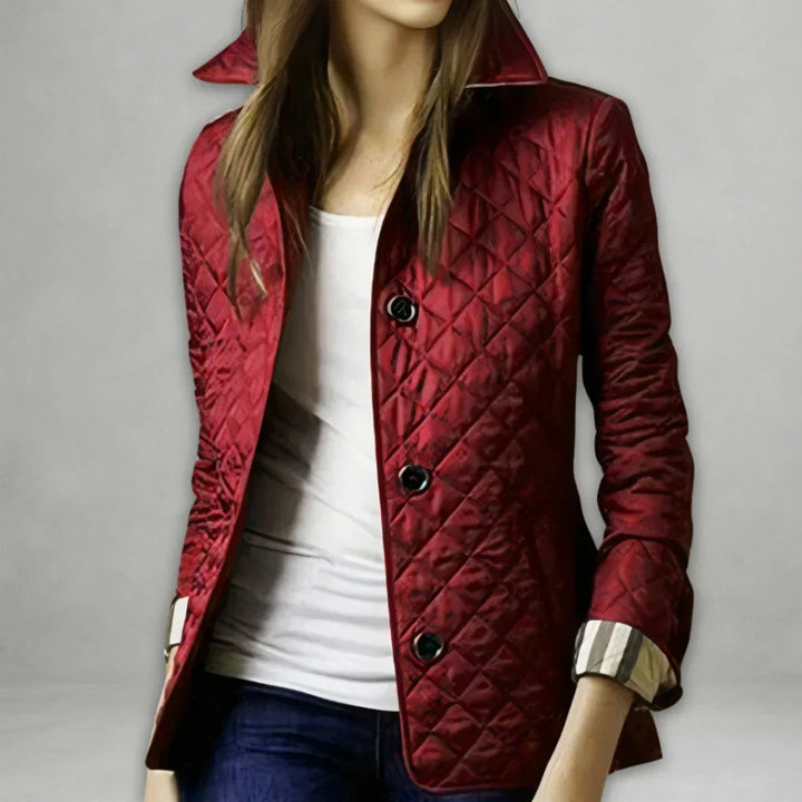 Elin | Diamond-Quilted Button-Front Fall Jacket with Collar