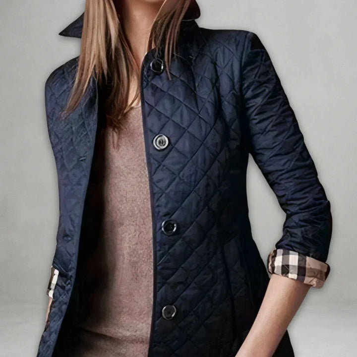 Elin | Diamond-Quilted Button-Front Fall Jacket with Collar
