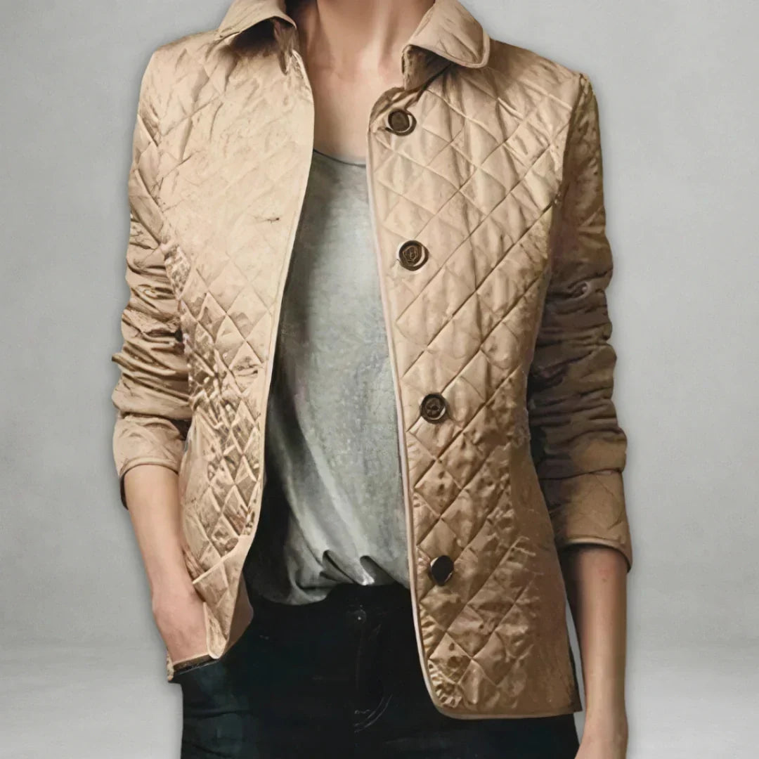 Elin | Diamond-Quilted Button-Front Fall Jacket with Collar