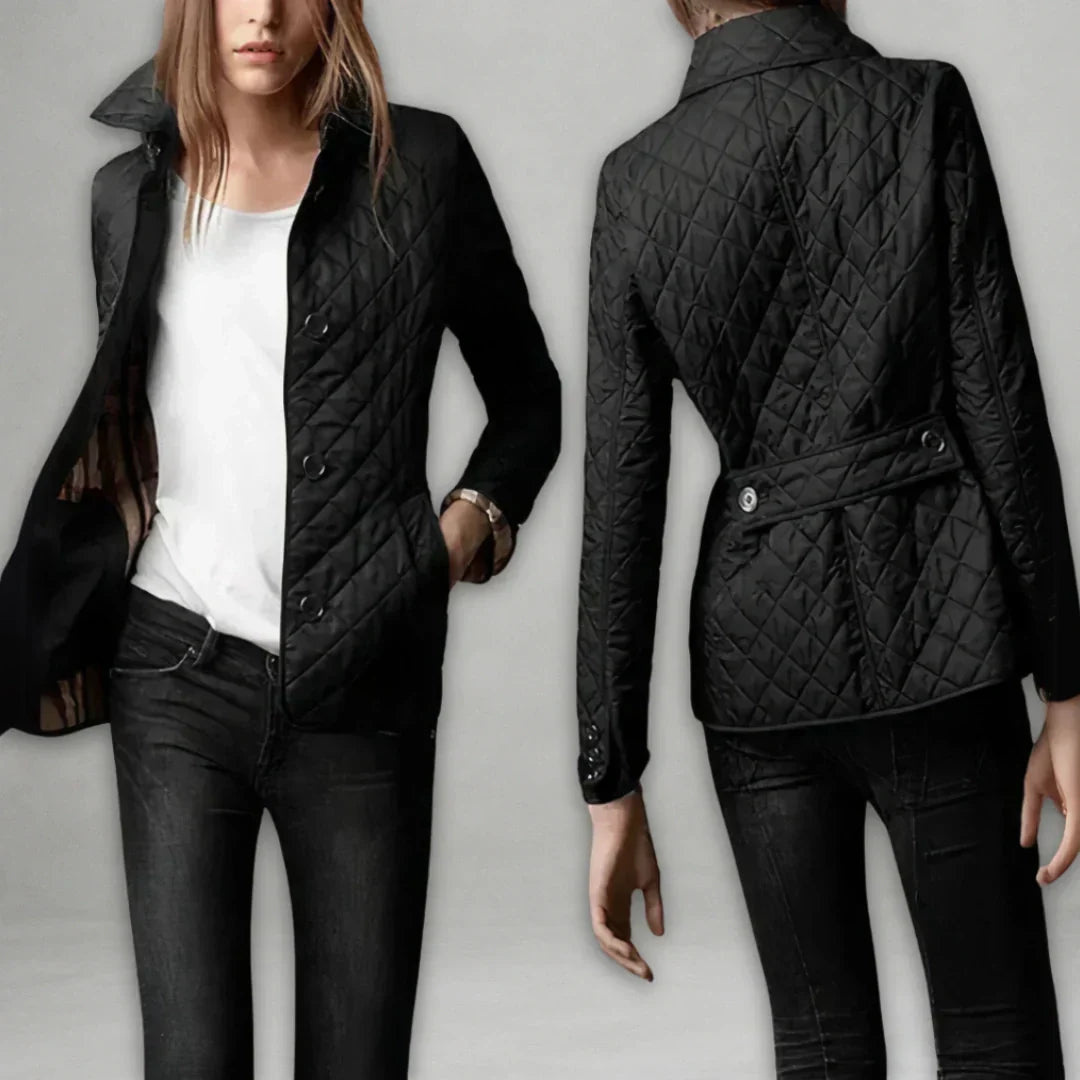 Elin | Diamond-Quilted Button-Front Fall Jacket with Collar