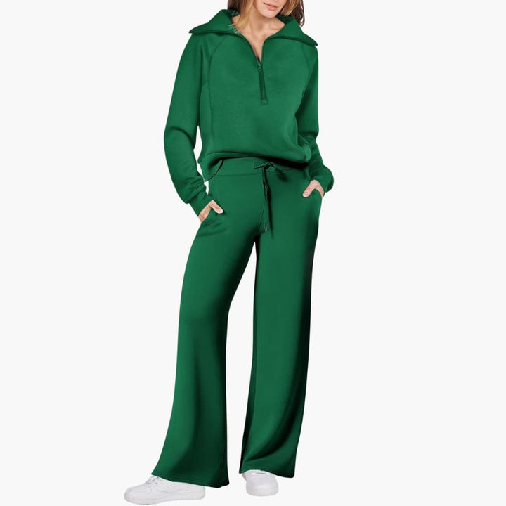 Marla | Half-Zip Mock Neck Top and Wide-Leg Pants Lounge Set