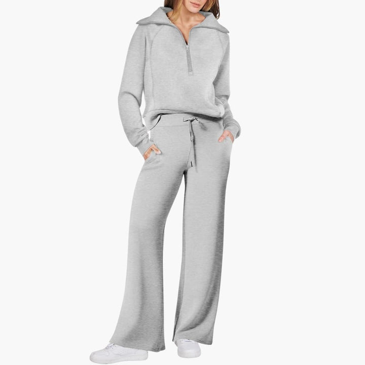 Marla | Half-Zip Mock Neck Top and Wide-Leg Pants Lounge Set