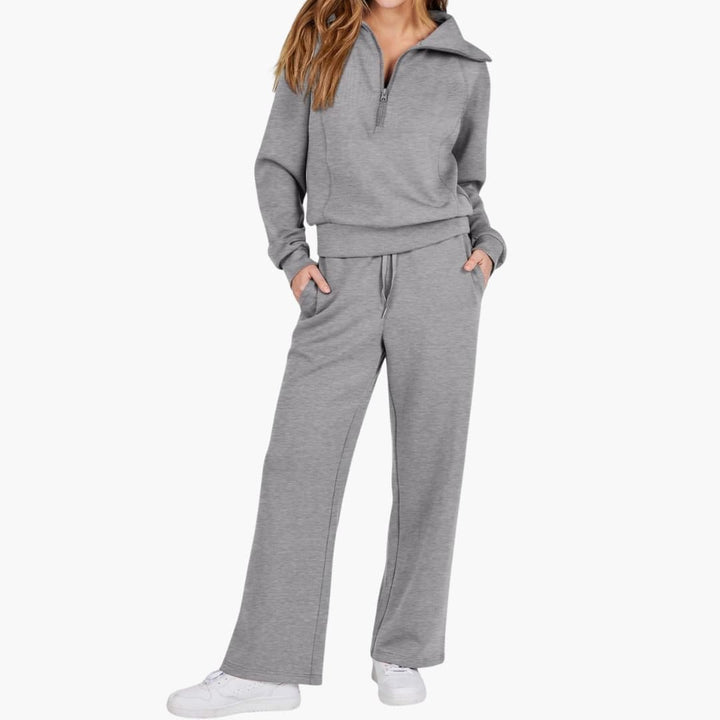 Marla | Half-Zip Mock Neck Top and Wide-Leg Pants Lounge Set