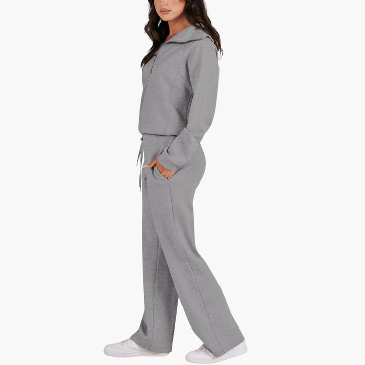 Marla | Half-Zip Mock Neck Top and Wide-Leg Pants Lounge Set