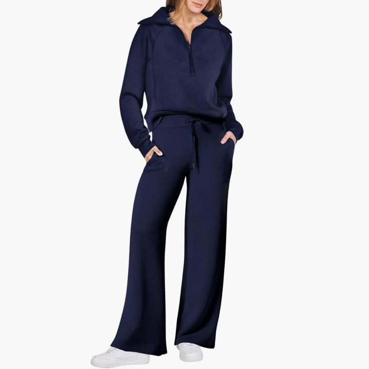 Marla | Half-Zip Mock Neck Top and Wide-Leg Pants Lounge Set