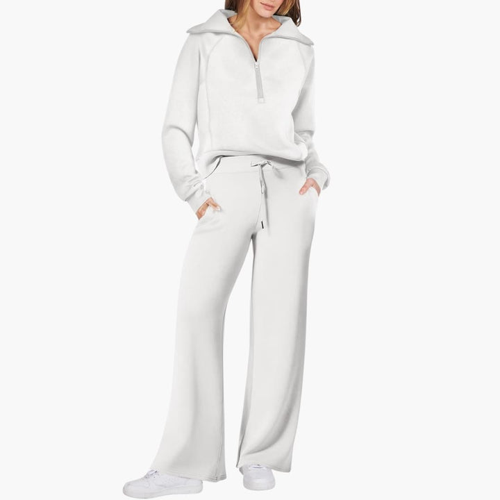 Marla | Half-Zip Mock Neck Top and Wide-Leg Pants Lounge Set