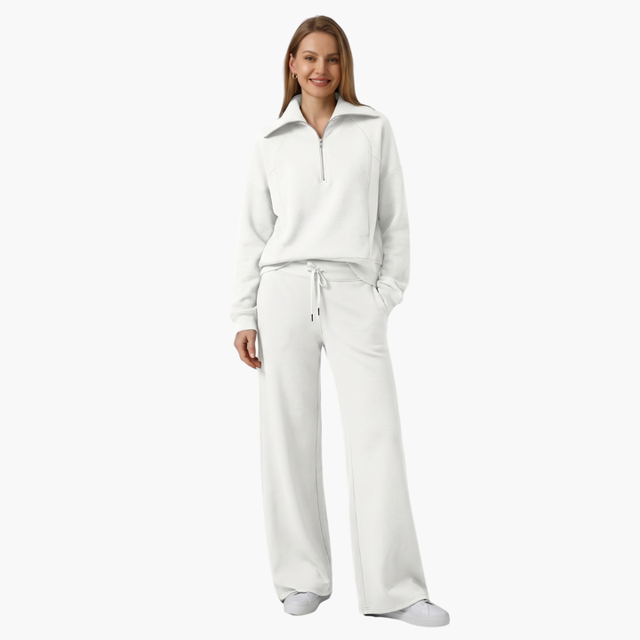 Marla | Half-Zip Mock Neck Top and Wide-Leg Pants Lounge Set