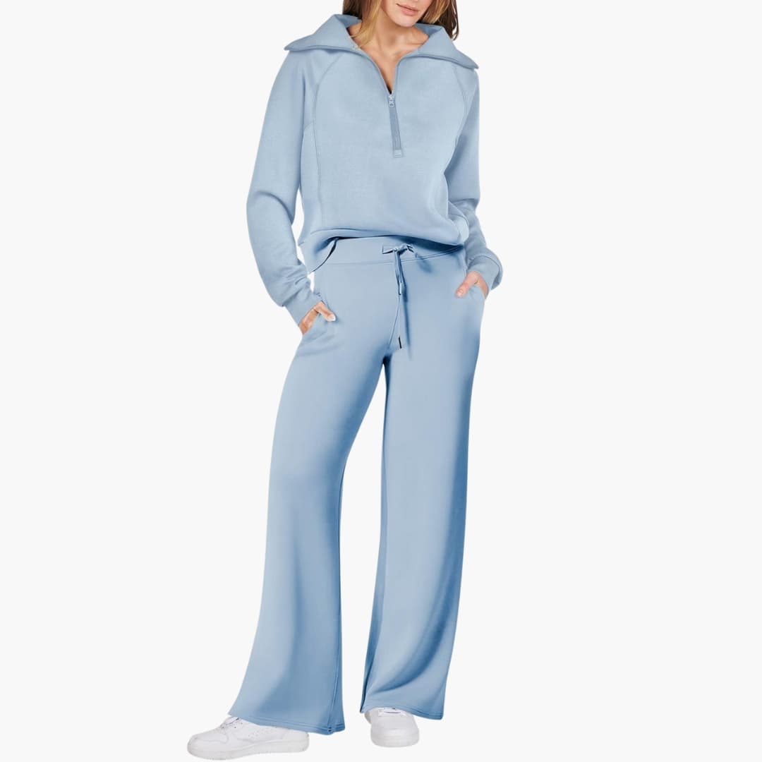 Marla | Half-Zip Mock Neck Top and Wide-Leg Pants Lounge Set