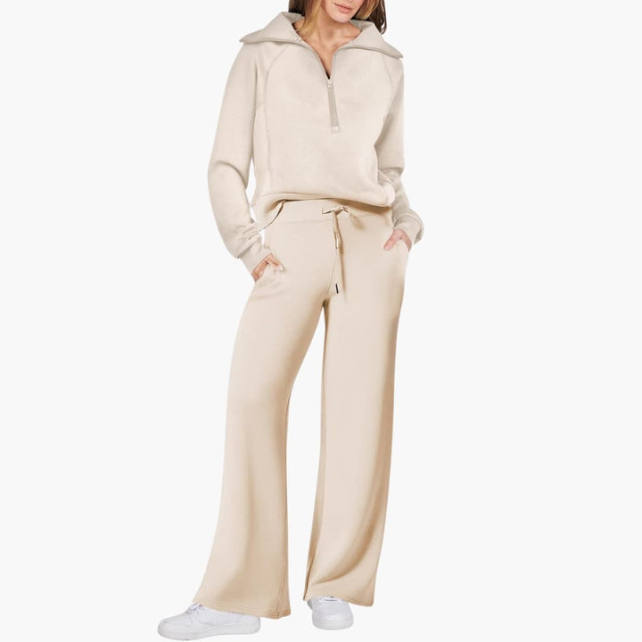 Marla | Half-Zip Mock Neck Top and Wide-Leg Pants Lounge Set