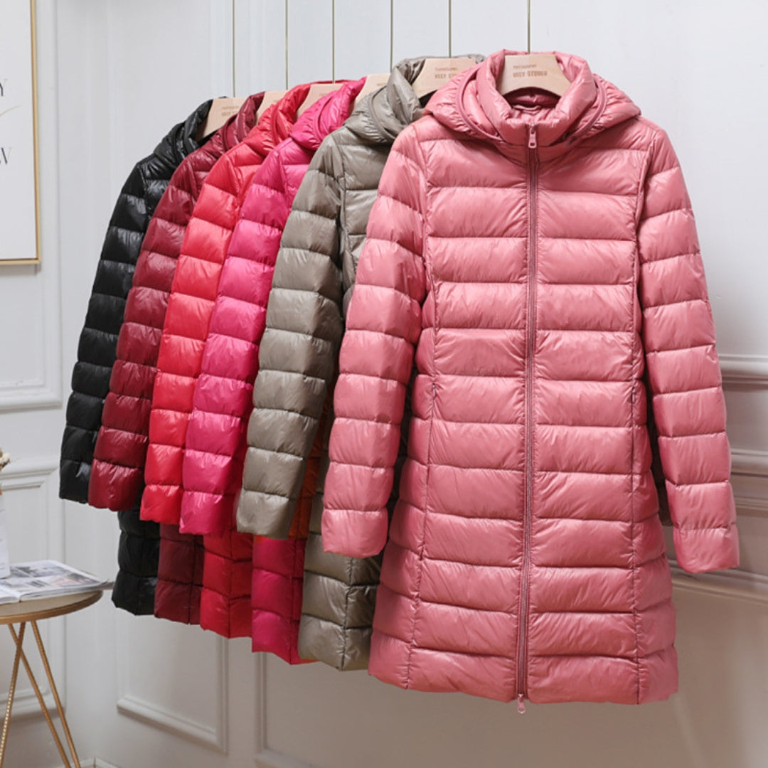 Kaia | Hooded Mid-Length Puffer Winter Jacket