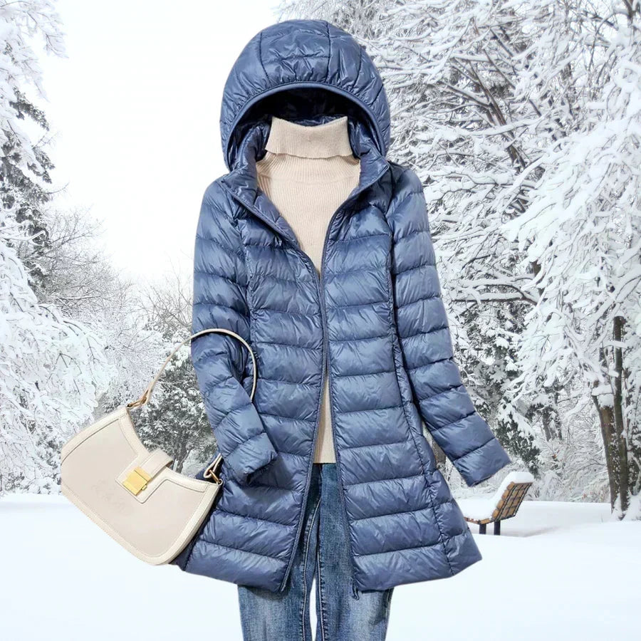 Kaia | Hooded Mid-Length Puffer Winter Jacket