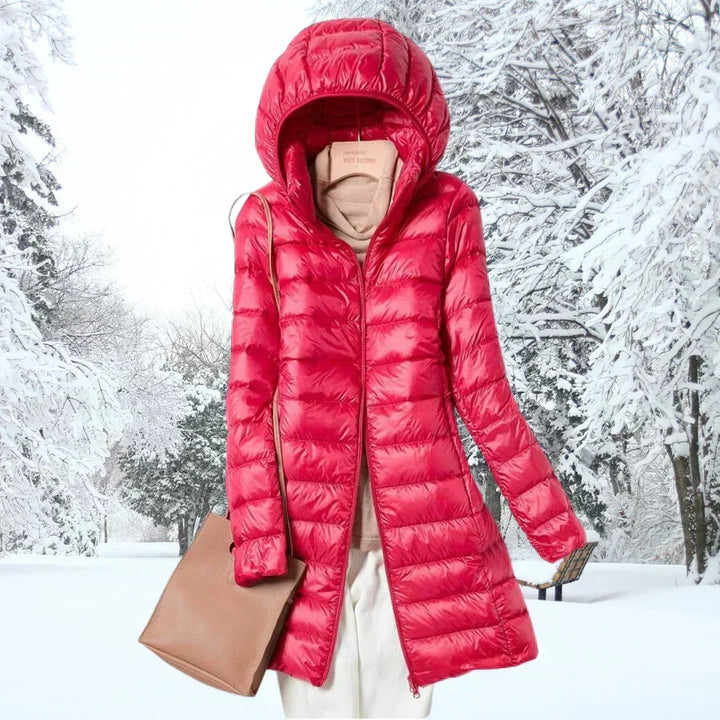 Kaia | Hooded Mid-Length Puffer Winter Jacket
