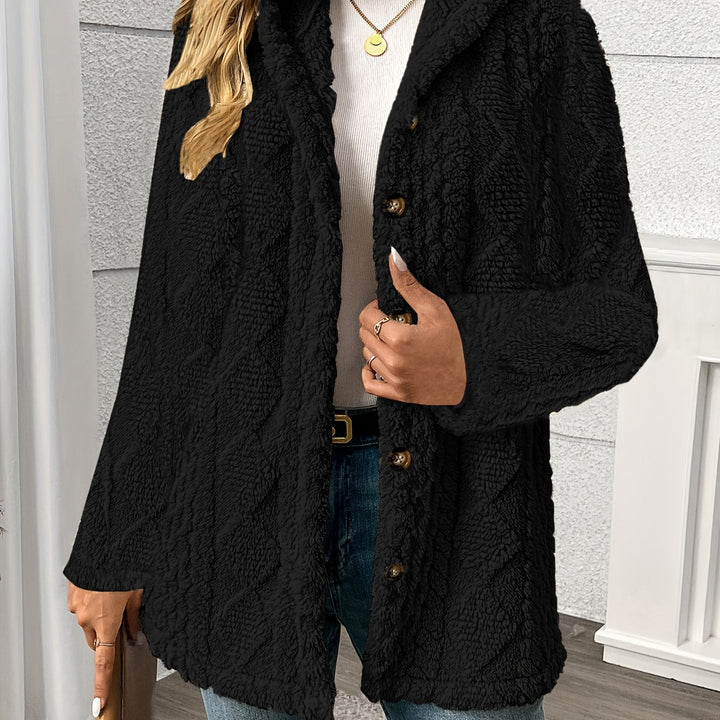 Dara | Black Sherpa Coat with Button Front