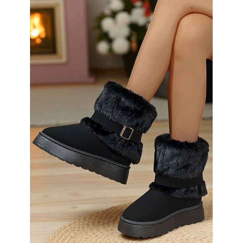 Greer | Waterproof Faux Fur-Lined Buckle Winter Snow Boots