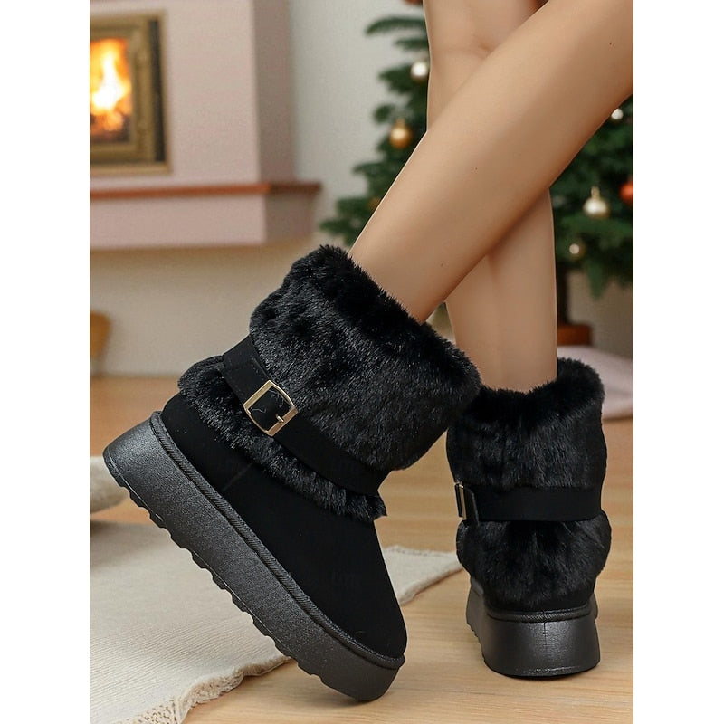 Greer | Waterproof Faux Fur-Lined Buckle Winter Snow Boots