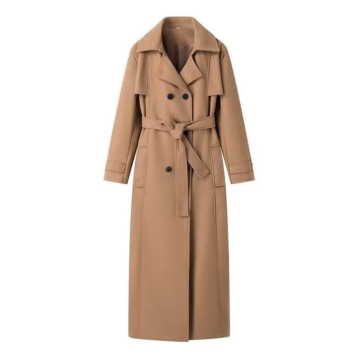 Lacey | Beige Double-Breasted Belted Maxi Trench Coat