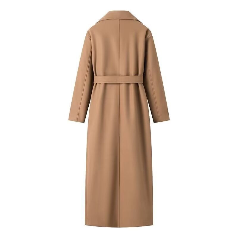 Lacey | Beige Double-Breasted Belted Maxi Trench Coat