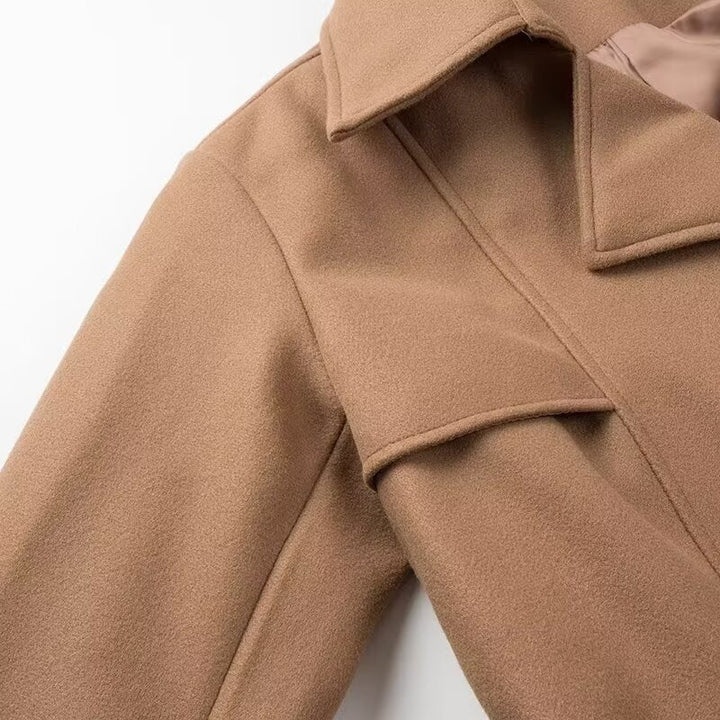 Lacey | Beige Double-Breasted Belted Maxi Trench Coat