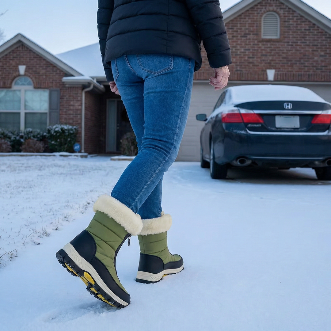 Mila | Waterproof Quilted Faux Fur-Lined Winter Snow Boots