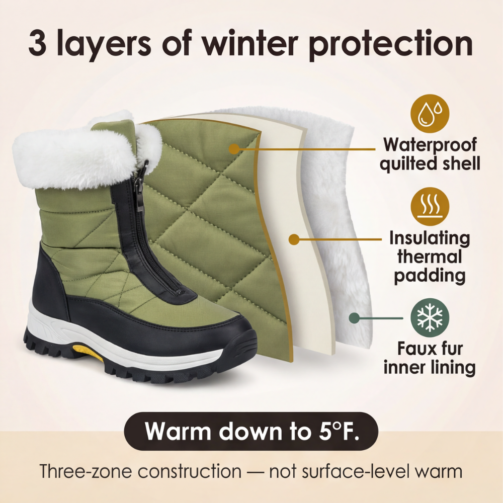 Mila | Waterproof Quilted Faux Fur-Lined Winter Snow Boots