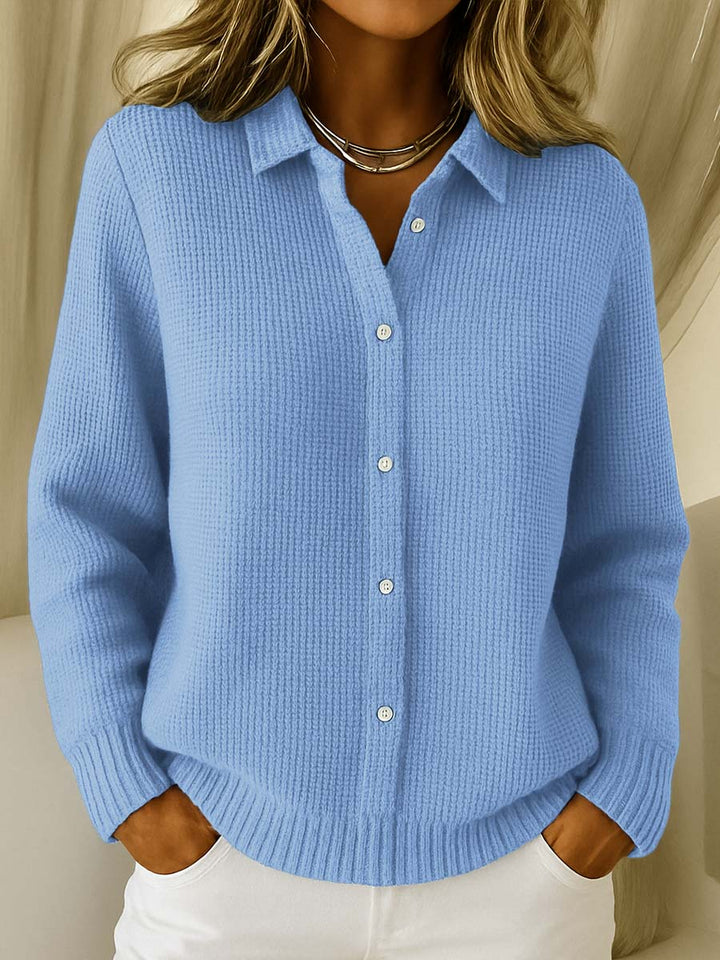 Vivian | Classic Collared Button-Front Knit Cardigan