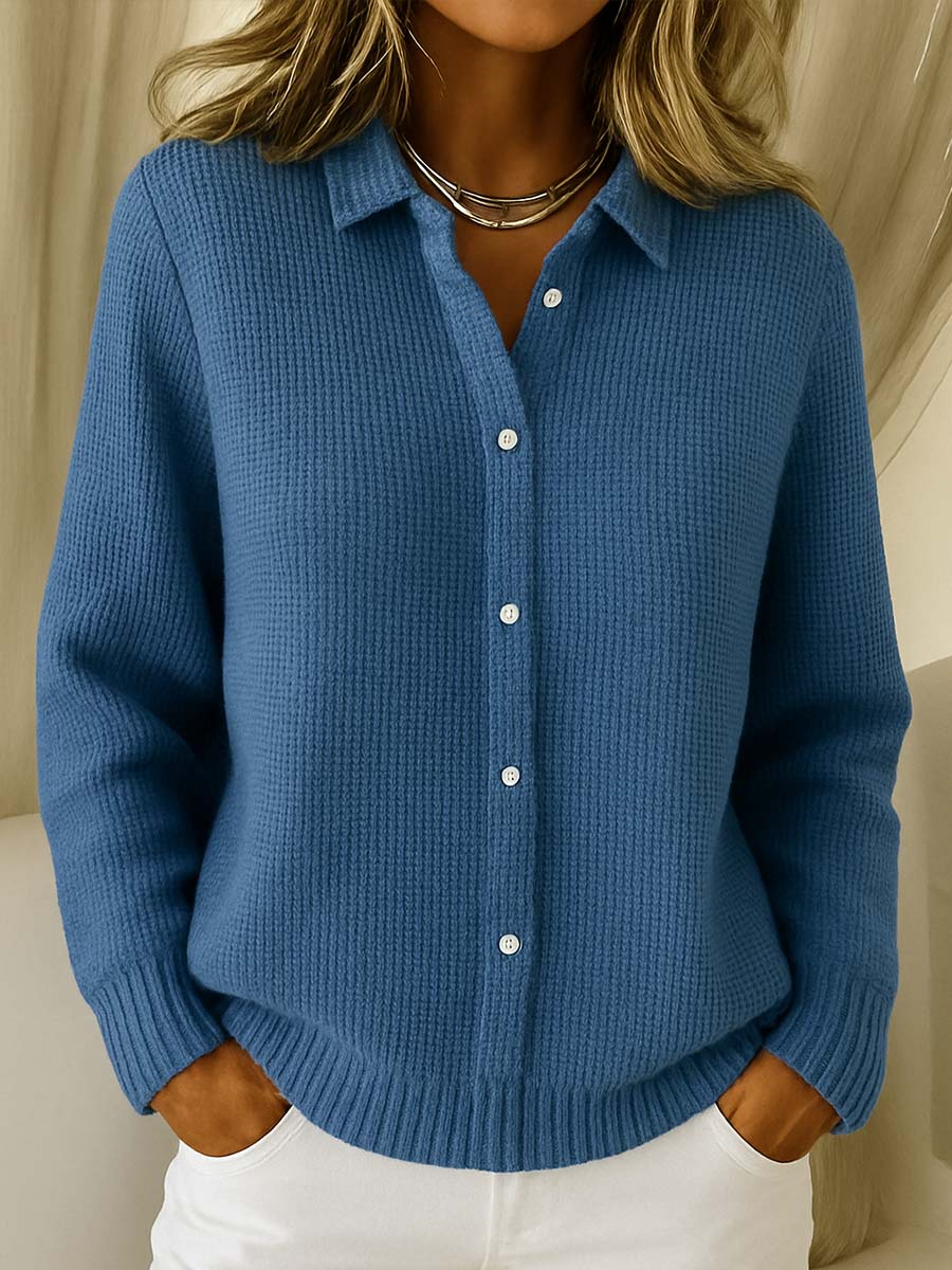 Vivian | Classic Collared Button-Front Knit Cardigan