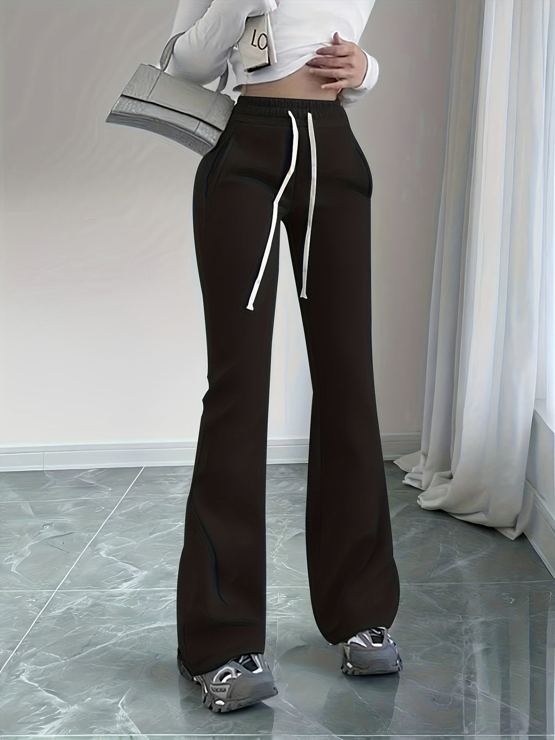 Charlie | High-Waisted Flared Drawstring Sweatpants