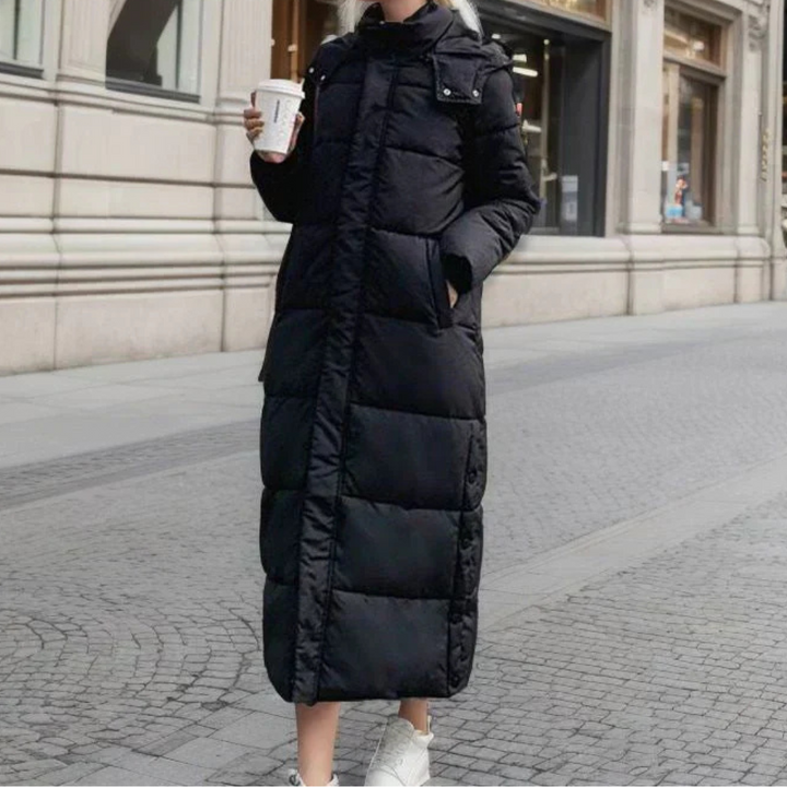 Ilse | Hooded Long Puffer Coat with Side Pockets